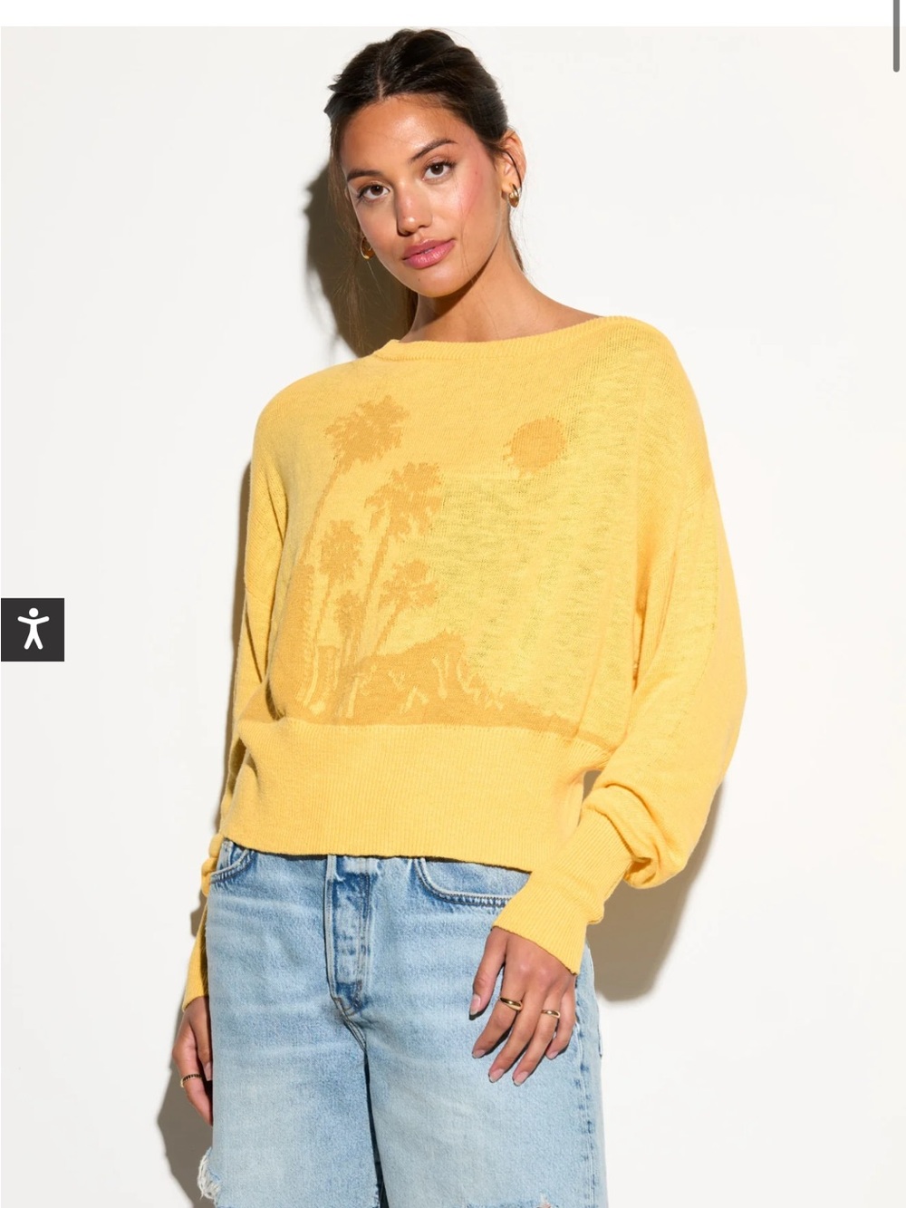 Spiritual Gangster Yellow Palm Scoop Sweater